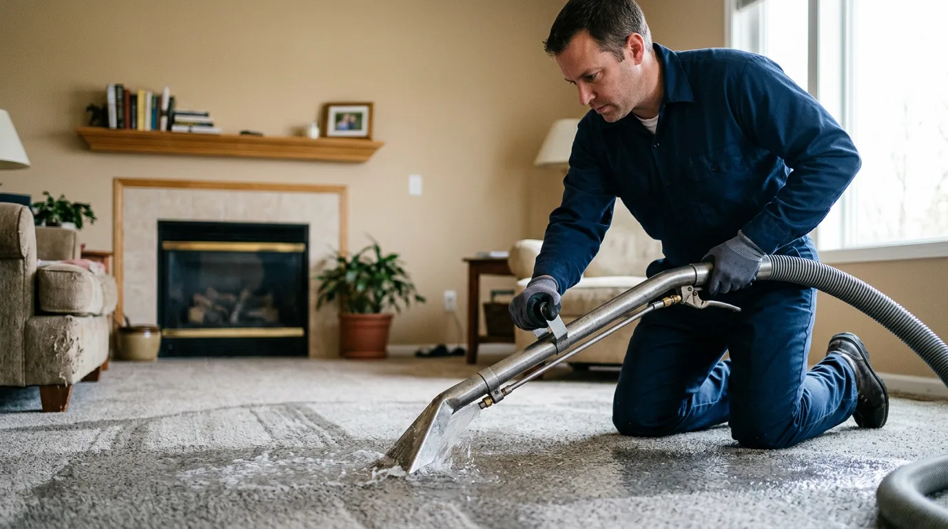 Water damage restoration technician working near Paris, AR